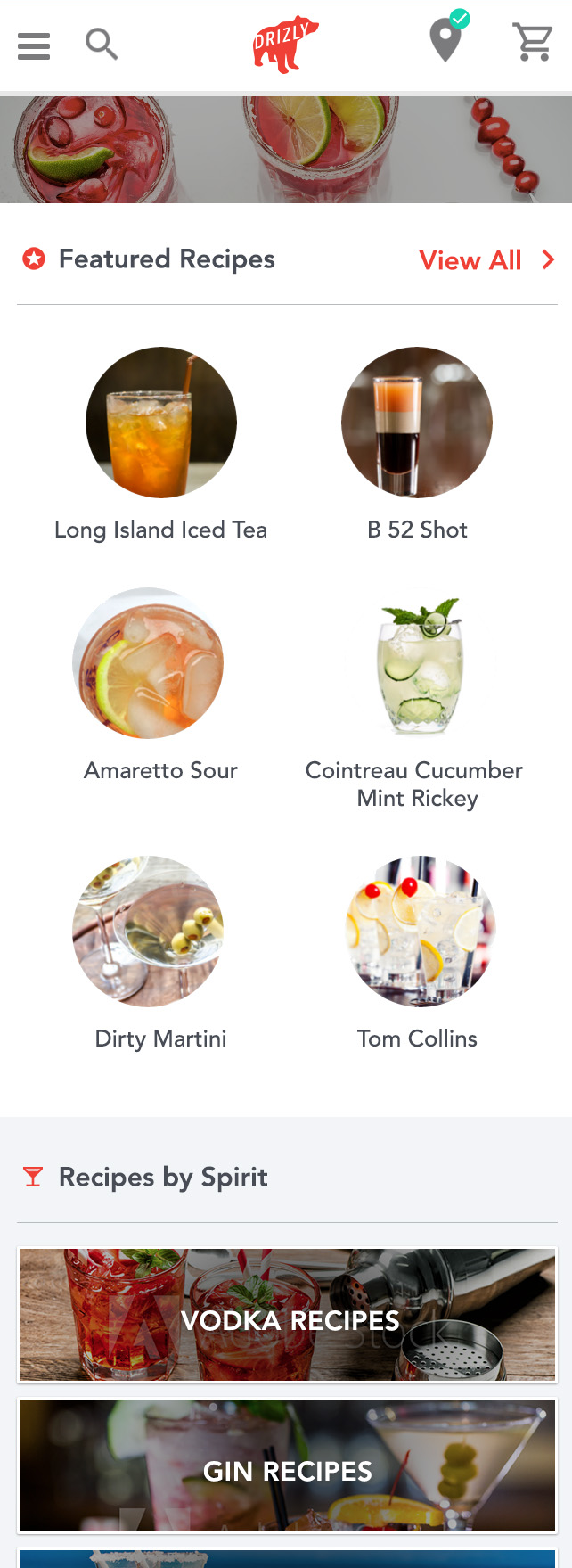 Drizly Recipe Page